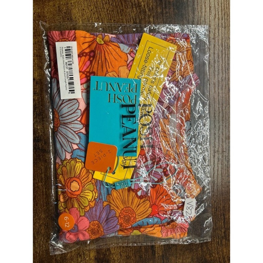 V82. Posh Peanut Meadow Short Set 6/12M NIB